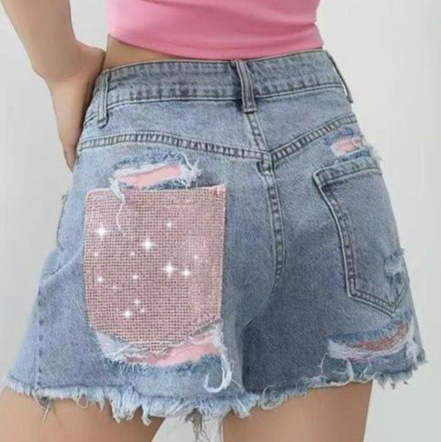 Pantaloncino denim tasca rosa - indossachisei.it